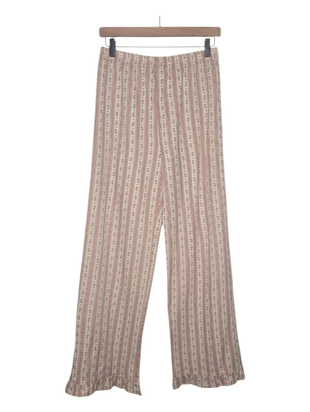 Rylee + Cru Youth Girls Candy Cane Stripe Wide Leg Ruffle Hem Pajama Pants 16